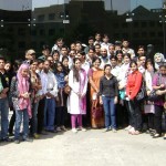 Jamia students with Dean of Students' Welfare, Prof. Tasneem Meenai (Center) in front of the CBI HQ building in Delhi; Thursday, March 15, 2012 (Photo: Sameer)