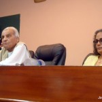 Justice Sachar (left) and Arundhati Roy (right) at the JTSA report release in FTK-CIT hall; Tuesday, Sept. 18, 2012 (Photo: Khalid Jaleel)