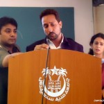 Syed Maqbool Shah speaking at the JTSA report release in FTK-CIT hall; Tuesday, Sept. 18, 2012 (Photo: Khalid Jaleel)