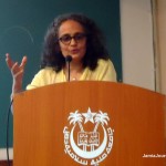 Arundhati Roy speaking at the JTSA report release in FTK-CIT hall; Tuesday, Sept. 18, 2012 (Photo: Khalid Jaleel)
