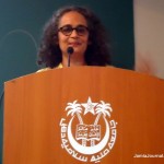 Arundhati Roy speaking at the JTSA report release in FTK-CIT hall; Tuesday, Sept. 18, 2012 (Photo: Khalid Jaleel)