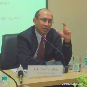 Peter Varghese, Australian High Commissioner, speaking at Dayar-e Mir Taqi Mir Bldg.; Thursday, Oct. 11, 2012 (Photo: Lalita)